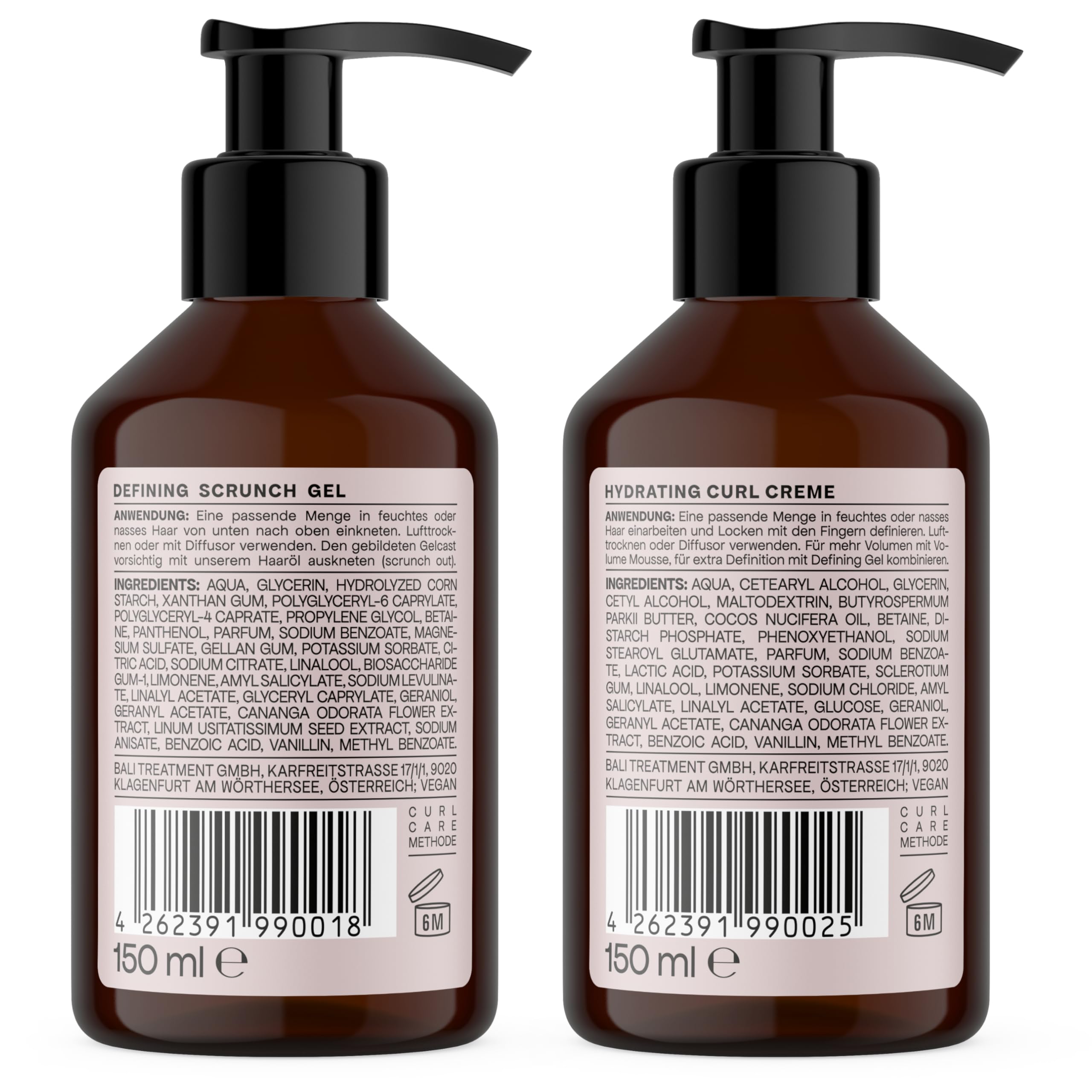 Bali Curls Curl Defining Set - Crème hydratante et gel définissant (150 ml chacun) - Pour des cheveux lisses et définis - Hydratation, définition et tenue sans collage