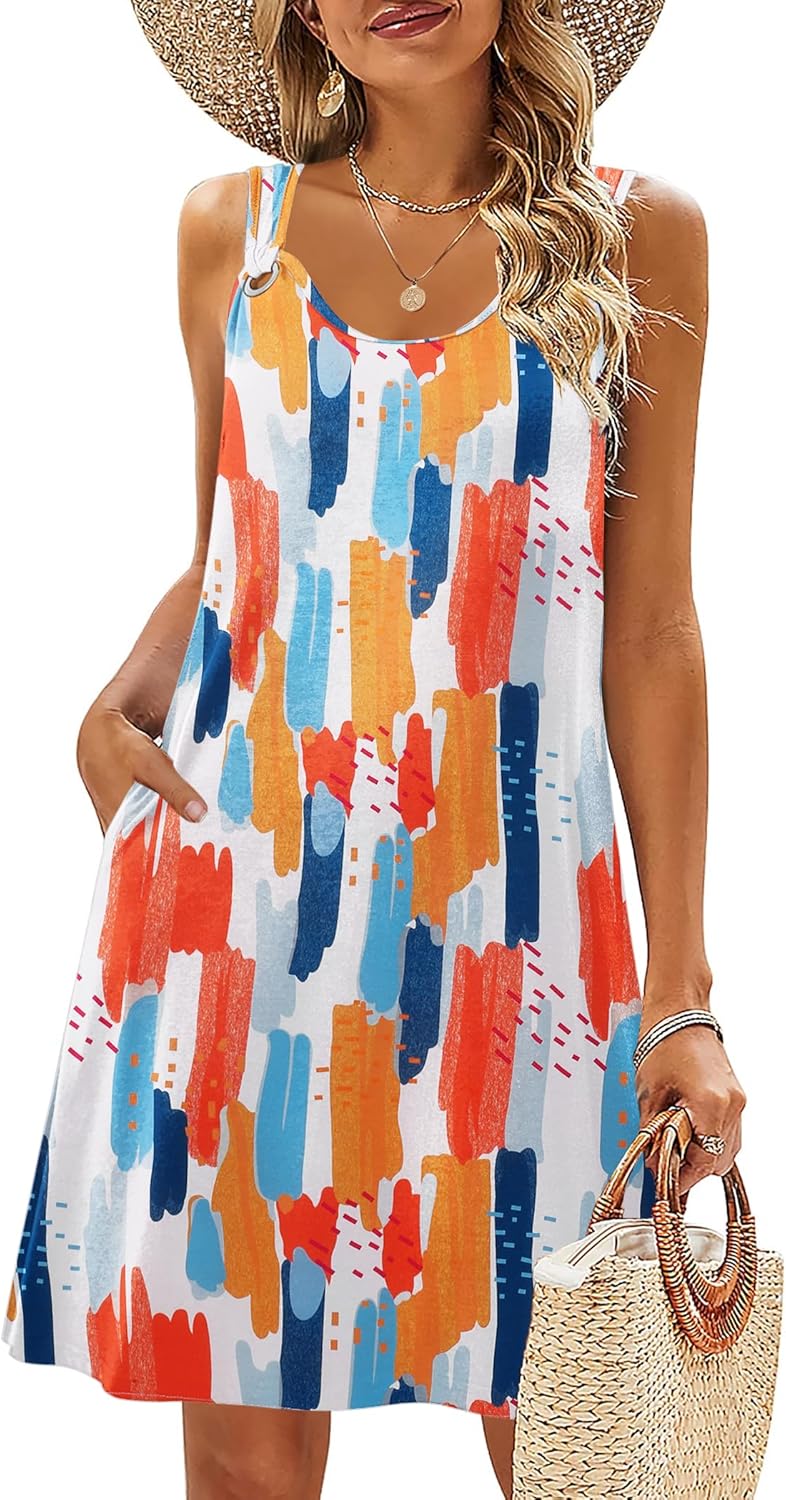 Zeagoo summer boho dress for beach, tshirt sun dress.