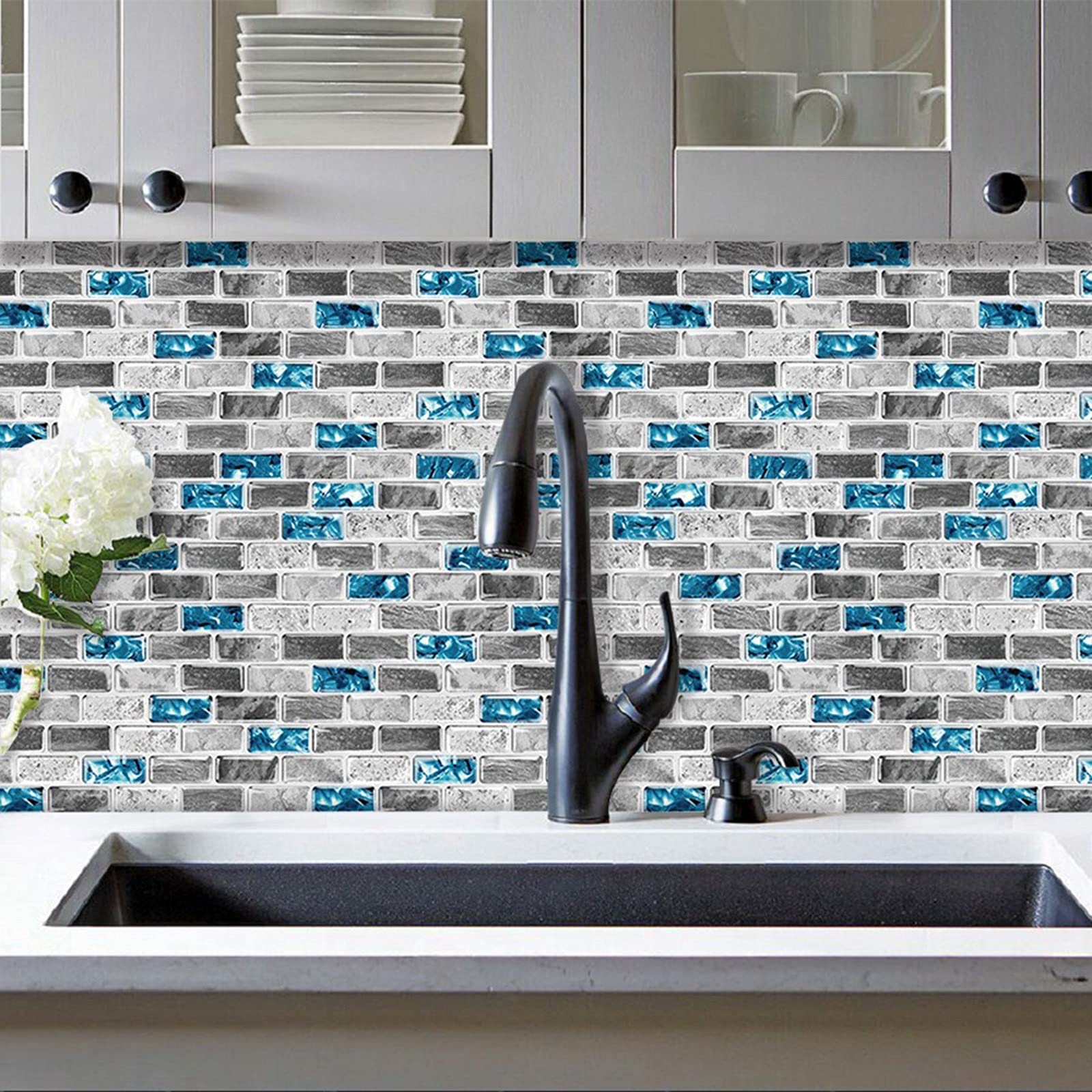 Self Adhesive Backsplash 10 Sheet Peel And Stick Tile Backsplash - 12x12  Self Adhesive Waterproof Wall Tiles For Kitchen \u0026 Bathroom 12x12 Subway Tile, image size:1600x1600