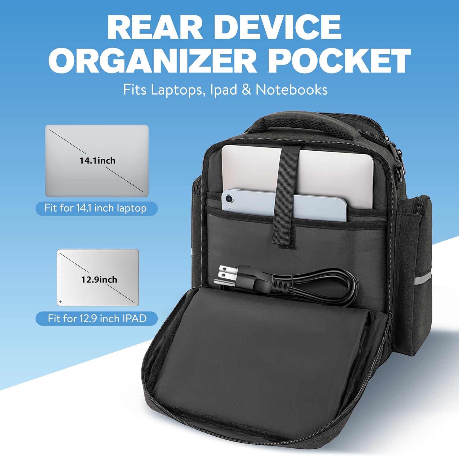 Flight Bag for Pilots, Pilot Bag for Aviation Headset with Padded Protection, Fits Aviation Headset, iPad & Flight Accessories, Multiple Pockets & Shoulder Strap, Gift for Pilots, Black (Bag Only) - Image 4