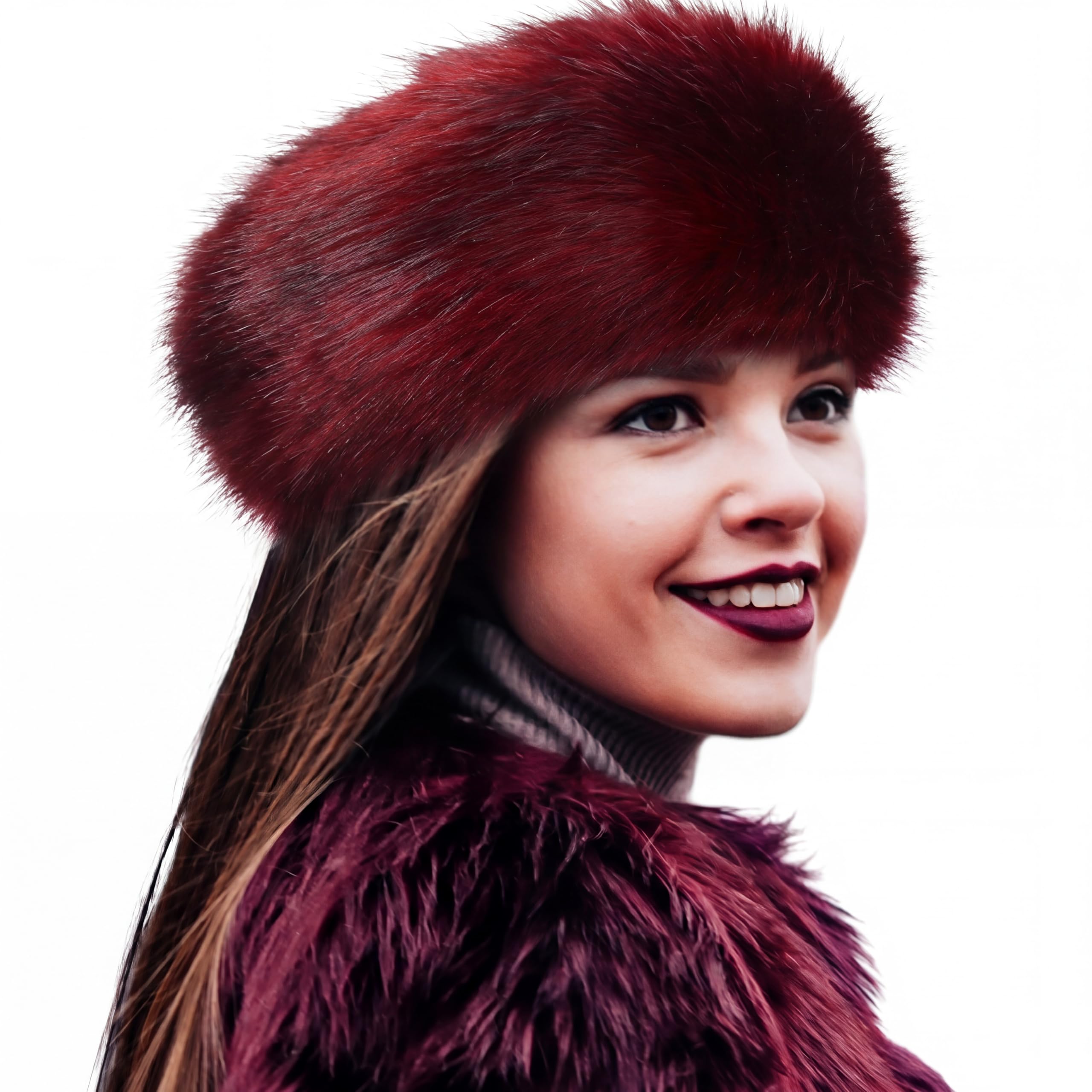 Women Faux Fur Headband with Elastic Fluffy Winter Earwarmer Earmuff Furry Ski Outfits for Women-image-31