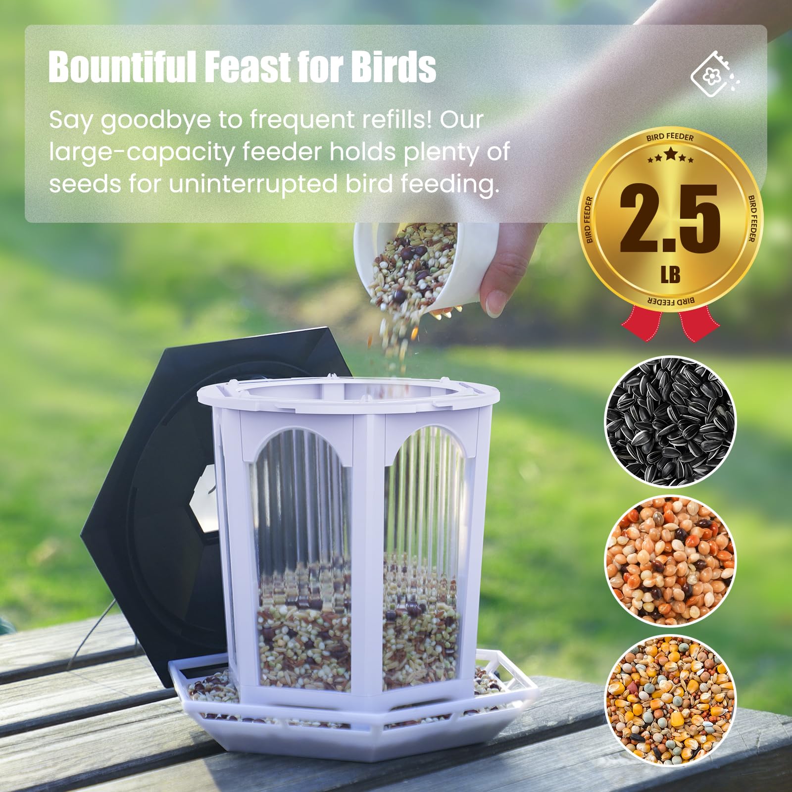 MrCrafts Nature 2 comederos solares para pájaros para colgar al aire libre, comederos para pájaros silvestres para exteriores, se adapta a cardenales, pájaros silvestres, regalo único de observación