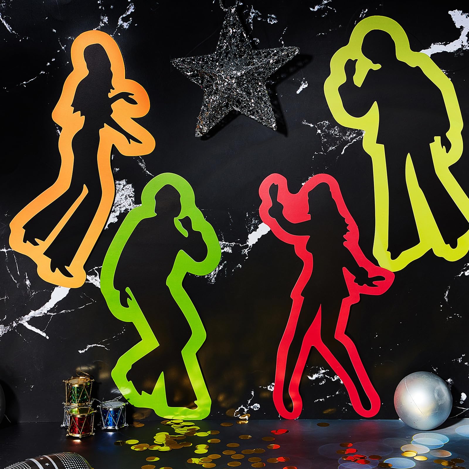 Amazon.co.jp: 12ピース レトロ 70年代 シルエット ダンス シルエット 