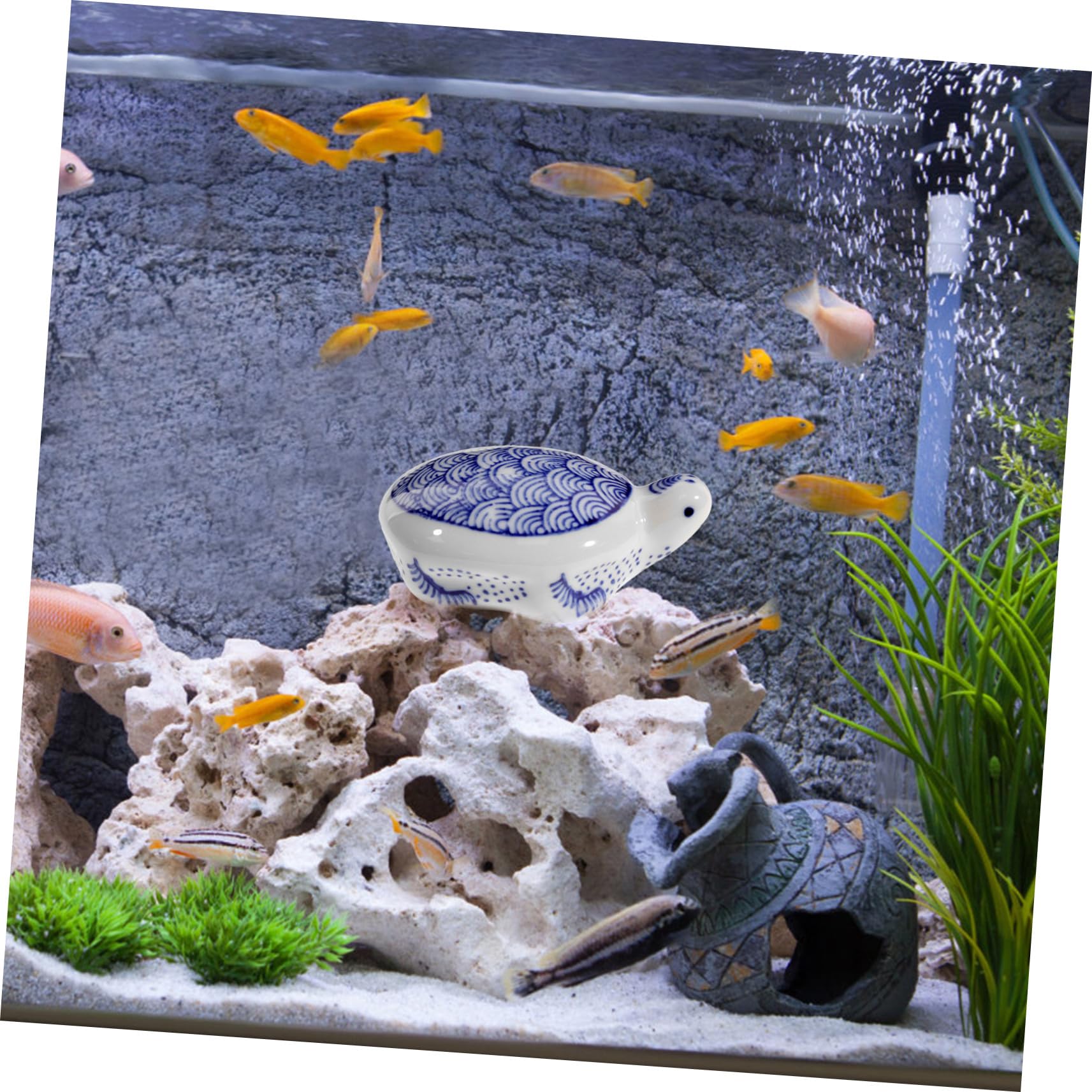 Cabilock 4 Uds Decoración De Tortuga De Cerámica Peces De Dibujos Animados De Acuario Accesorios para Tanque De Peces Adorno De Acuario Decoración De Pecera Adorno De Animal para