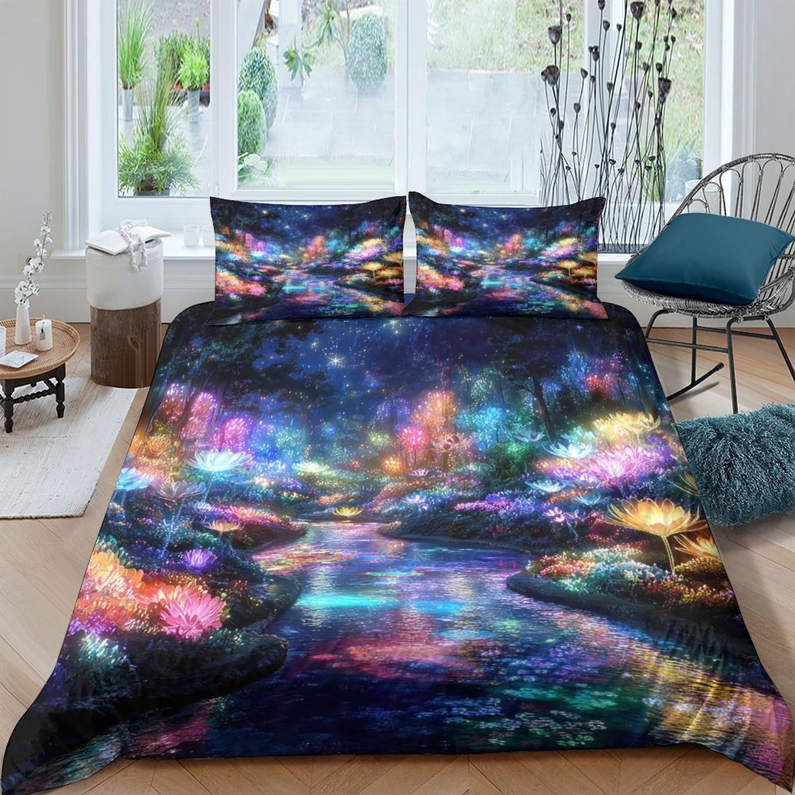 Ctjqhvkz Style-6 3D Printed Rainbow City Nightscape Fitted Sheet Microfiber Soft Mattress Cover For Bedroom Dorm Decoration Single（135X200cm）