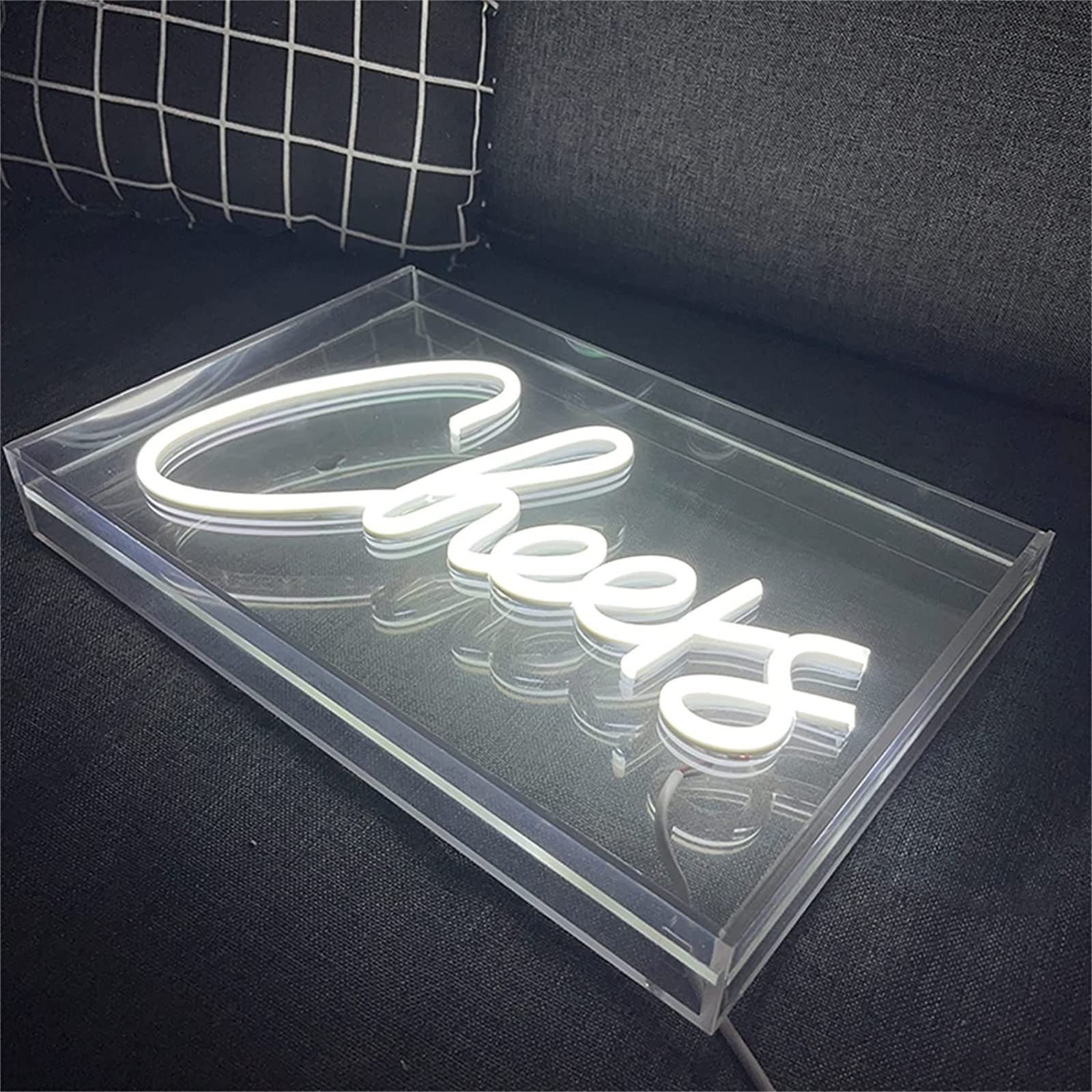 NAKEAH Luz Blanca fría Letrero de neón LED Luz de Modelado LED Letrero de Letras Luminosas Panel de acrílico Luz Decorativa de neón, 30X20cm