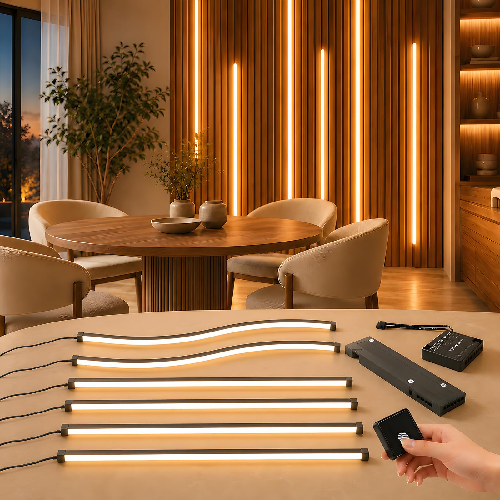 LED Strip Lights for Acoustic Wall Panels, 6 x 70 cm Embedded LED Light
