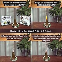 Vista 13 de TRUMIRI Incense Cones - Combo Pack of 20 Cone Incense - 10 Nag Champa + 10 Palo Santo - Insence Cones - Incense Cones Scented - Cone Incense Scents