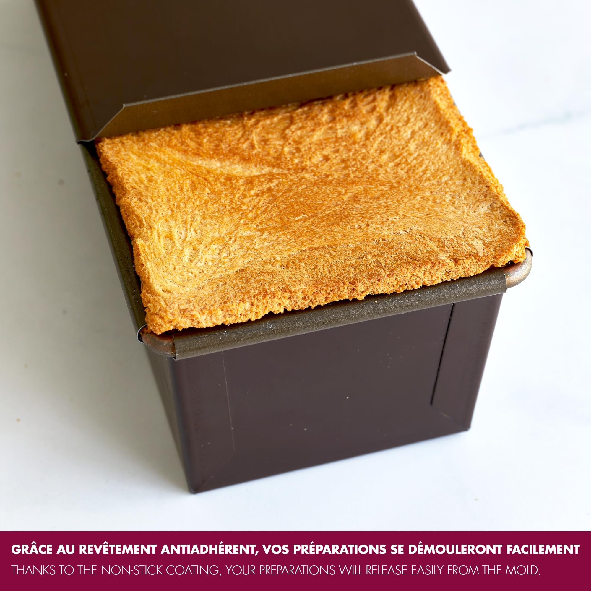 Gobel Stampo per pane in cassetta 40 x 10,5 cm – Acciaio antiaderente con coperchio – Cottura uniforme – Qualità professionale – Made in France