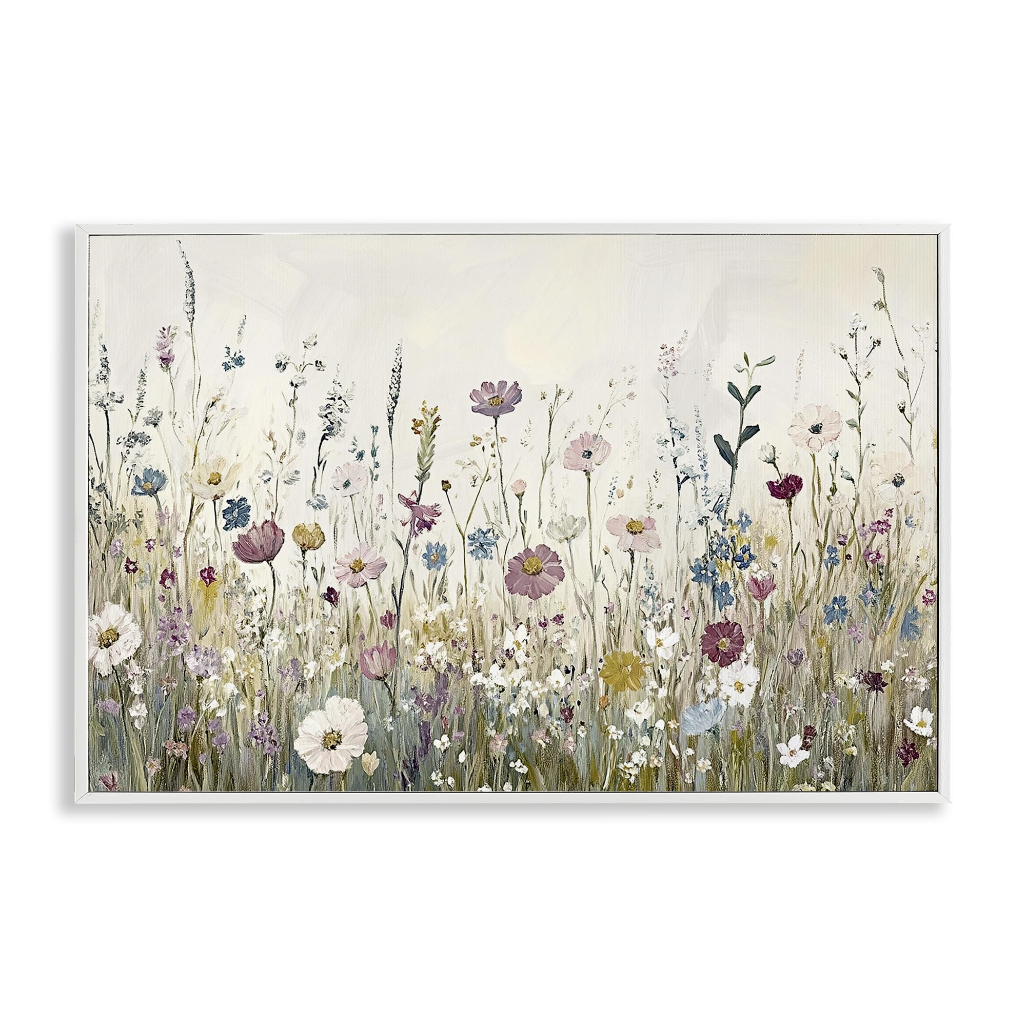 Stupell Industries Coastal White (Textured) 'Spring Blooms Pastoral Meadow'| Framed Giclee Art