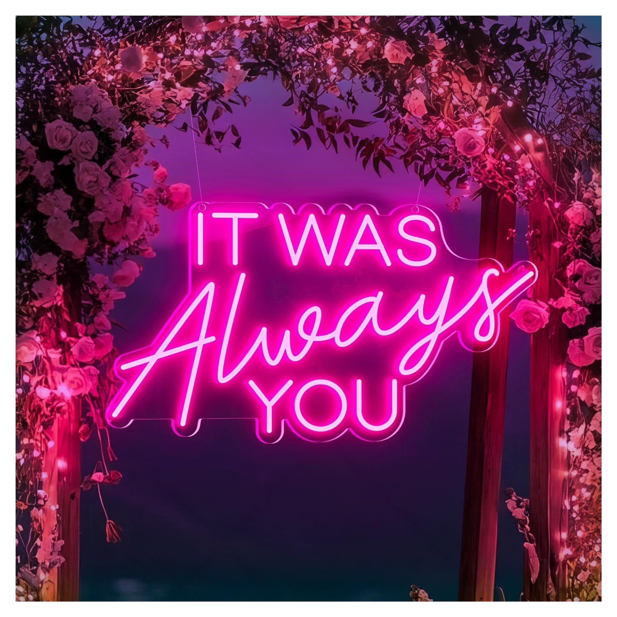 SHOUXI Sign Lamp It was Always You Neon Sign, Suitable for Home Wedding Party Wall Creative Decor 38cm