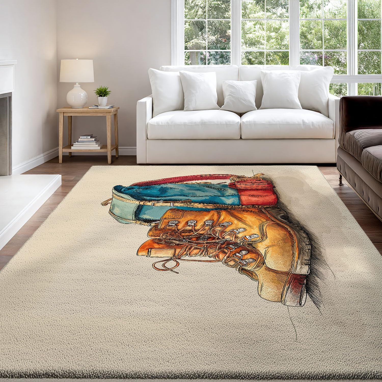Genérico Alfombras Estampadas 80 x 150 cm, Caricatura Vintage Deporte Alfombra Antideslizantes Aire Libre Acuarela Moderno Hombres, Alfombras Lavables Recibidor despacho, Crema Blanco