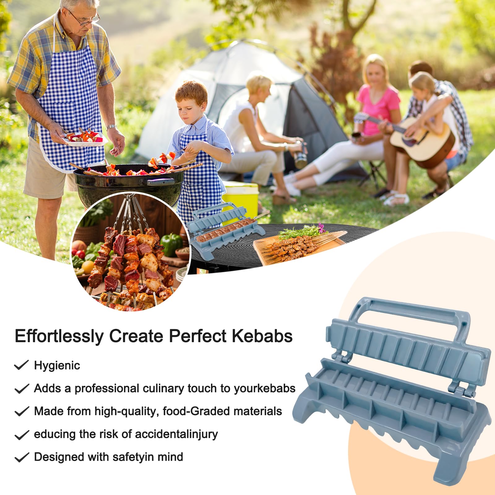 Kebab Maker - Spiedini per kebab e kebab manuali, spiedini per barbecue, facile da usare, kebab essenziali, in plastica