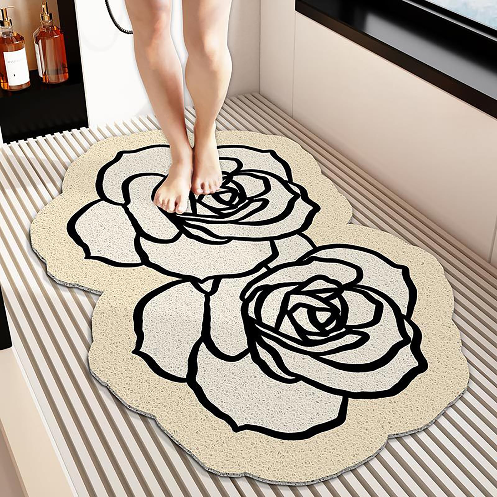 Alfombrilla de Ducha Antideslizante Alfombrilla de Esponja Vegetal de PVC de Confort Suave para mampara de Ducha Baño de Secado rápido en Alfombrilla Deslizante,A,80X120CM