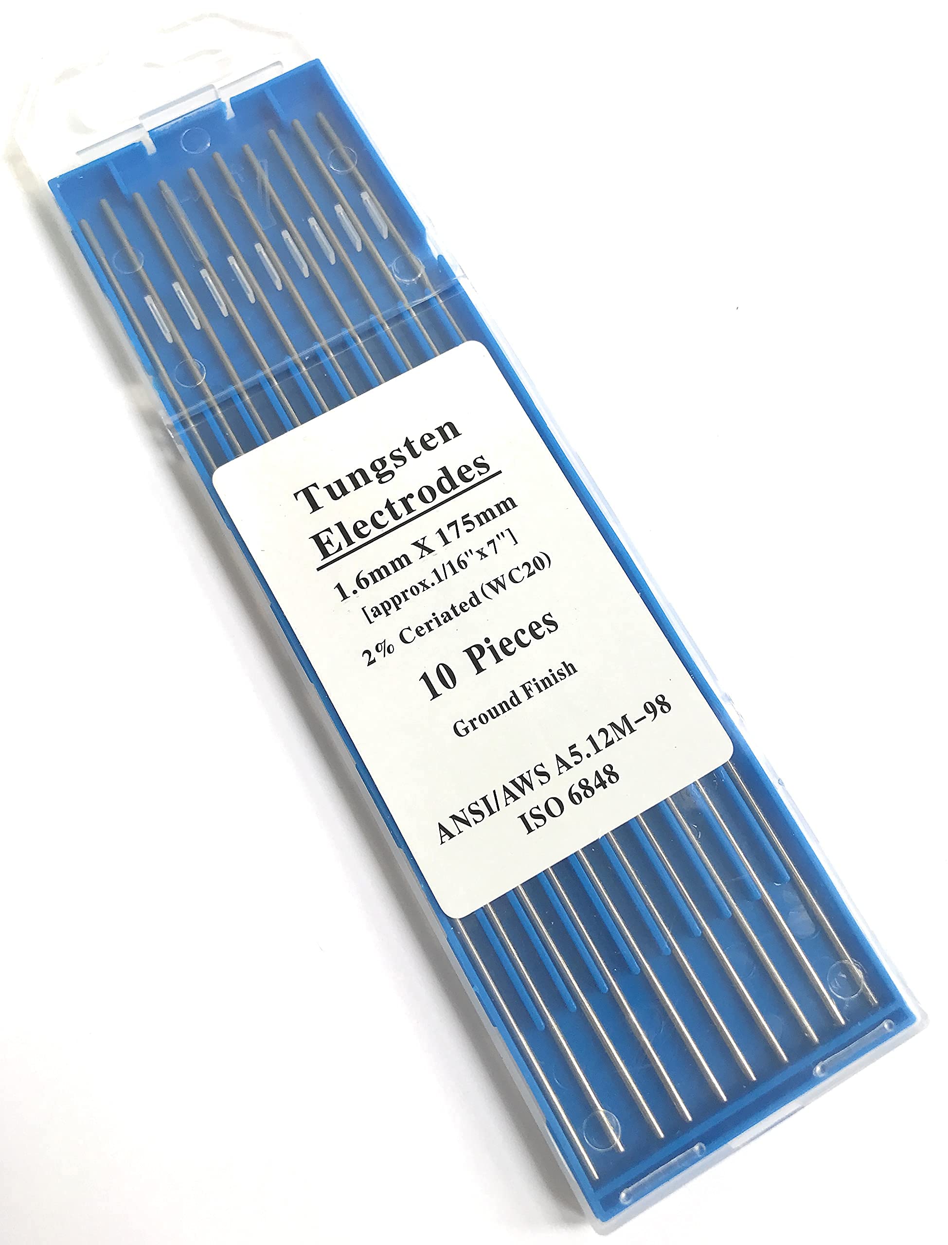 Lot de 10 électrodes en tungstène - 175 mm - 1,6 WC 20 - Gris