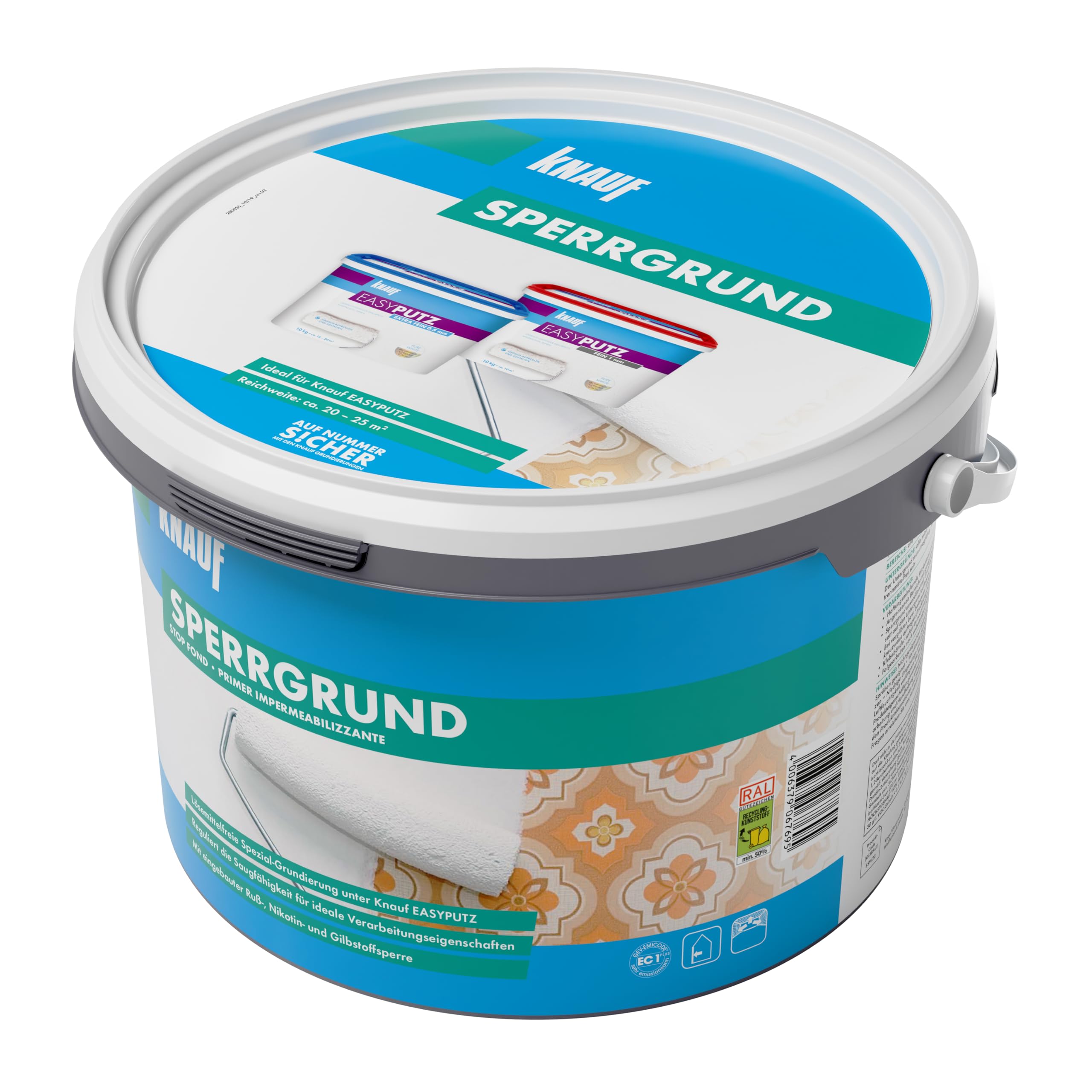 Knauf 89139 Sperrgrund, Spezialgrundierung, hochwirksame Fleckensperre gegen Verfärbungen aus dem Untergrund, gebrauchsfertig, Weiß, 5 kg