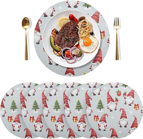 Miniatura 3 de Whimsical Christmas Gnomes Gray Dinner Table Placemats, Non Slip Washable Placemats for Kitchen Table one sizex4