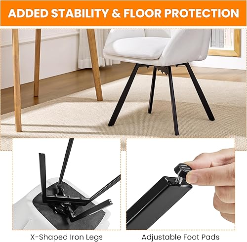 Miniatura 8 de Yaheetech Silla giratoria de chenilla, sillón de felpilla con flores, silla auxiliar con base giratoria de 360 grados y cojín de asiento para sala