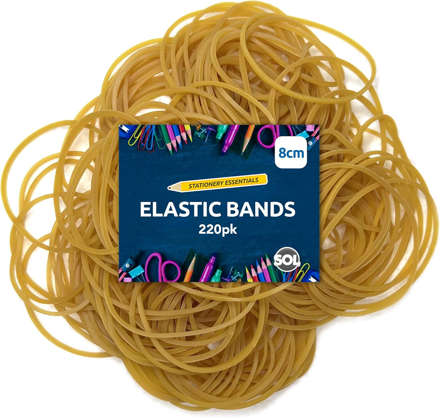 220pk Bulk 8cm Brown Elastic Bands for Offices and Home, Rubber Bands