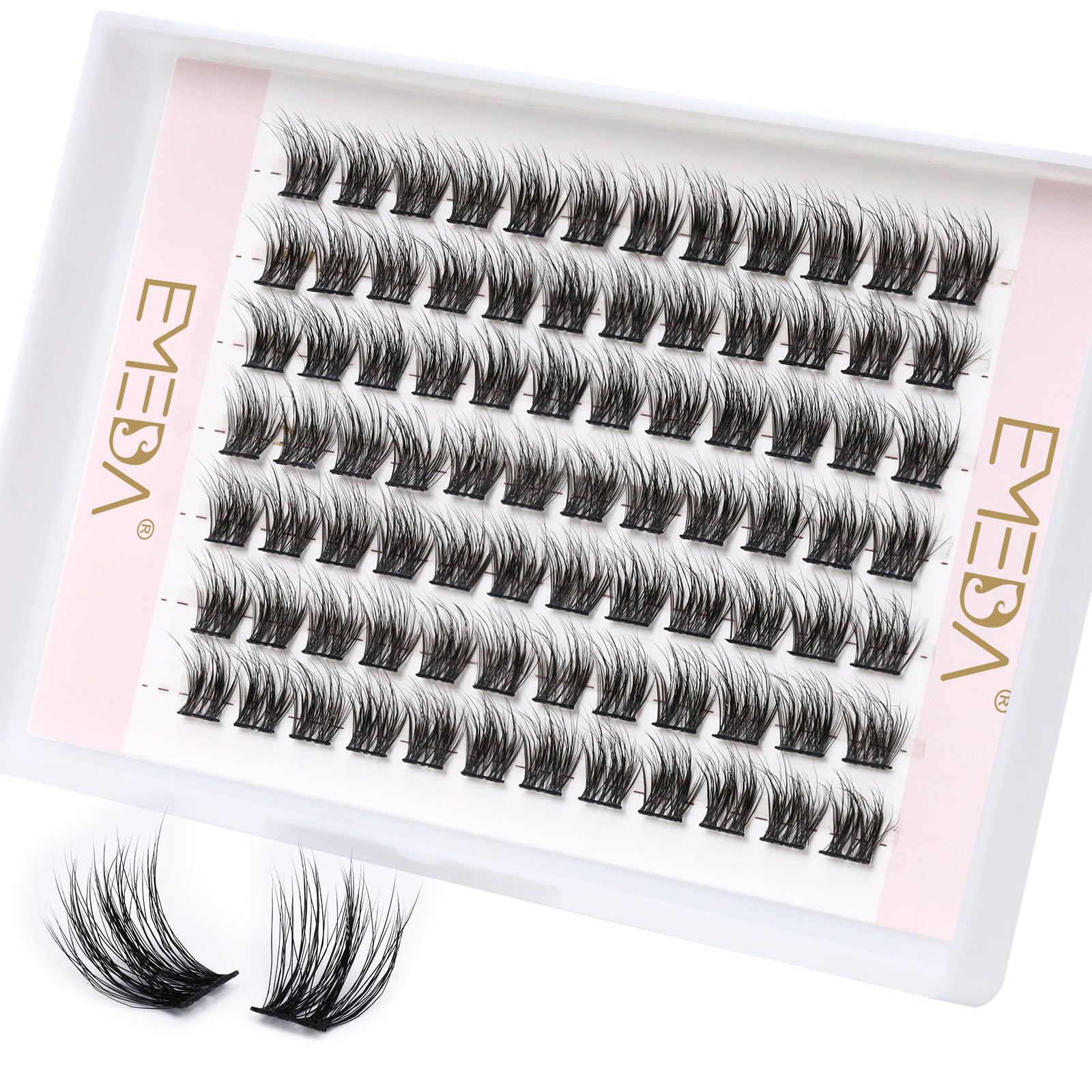 3D Fluffy Lash Clusters 8mm EMEDA Individual Wispy Cluster Eyelash Extensions 8mm Short DIY Cluster Lashes 3D Effect Eyelash Clusters (3D-EME333-8mm)