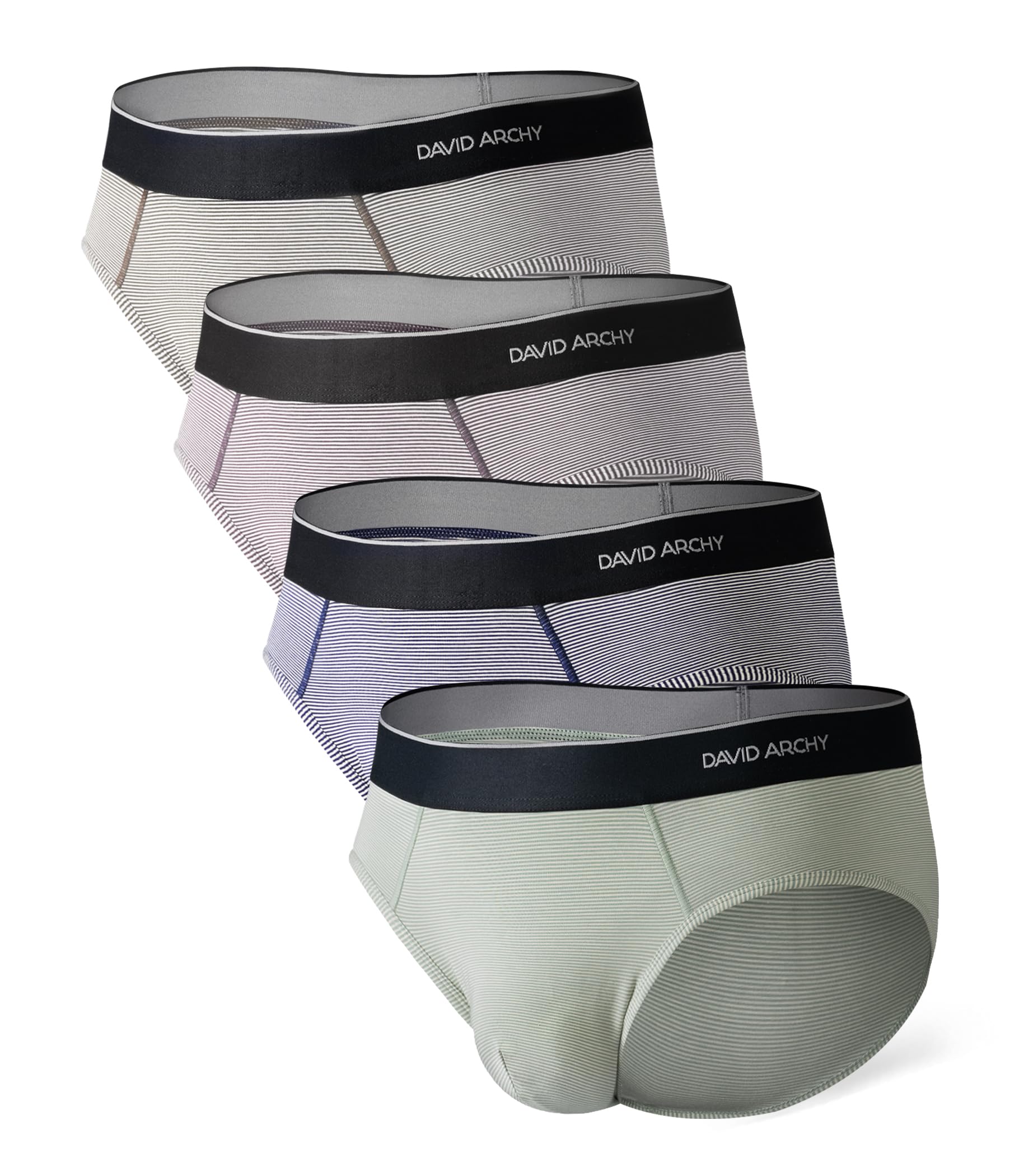 DAVID ARCHY Men's Soft Combed Cotton Briefs - Supima Cotton Stretch Pouch Underwear for Men