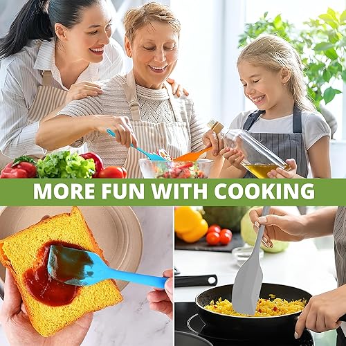 Miniatura 5 de Juego de 4 espátulas pequeñas de silicona (8.3 pulgadas), resistentes al calor, flexibles, antiadherentes, sin BPA, ideales para hornear, cocinar,