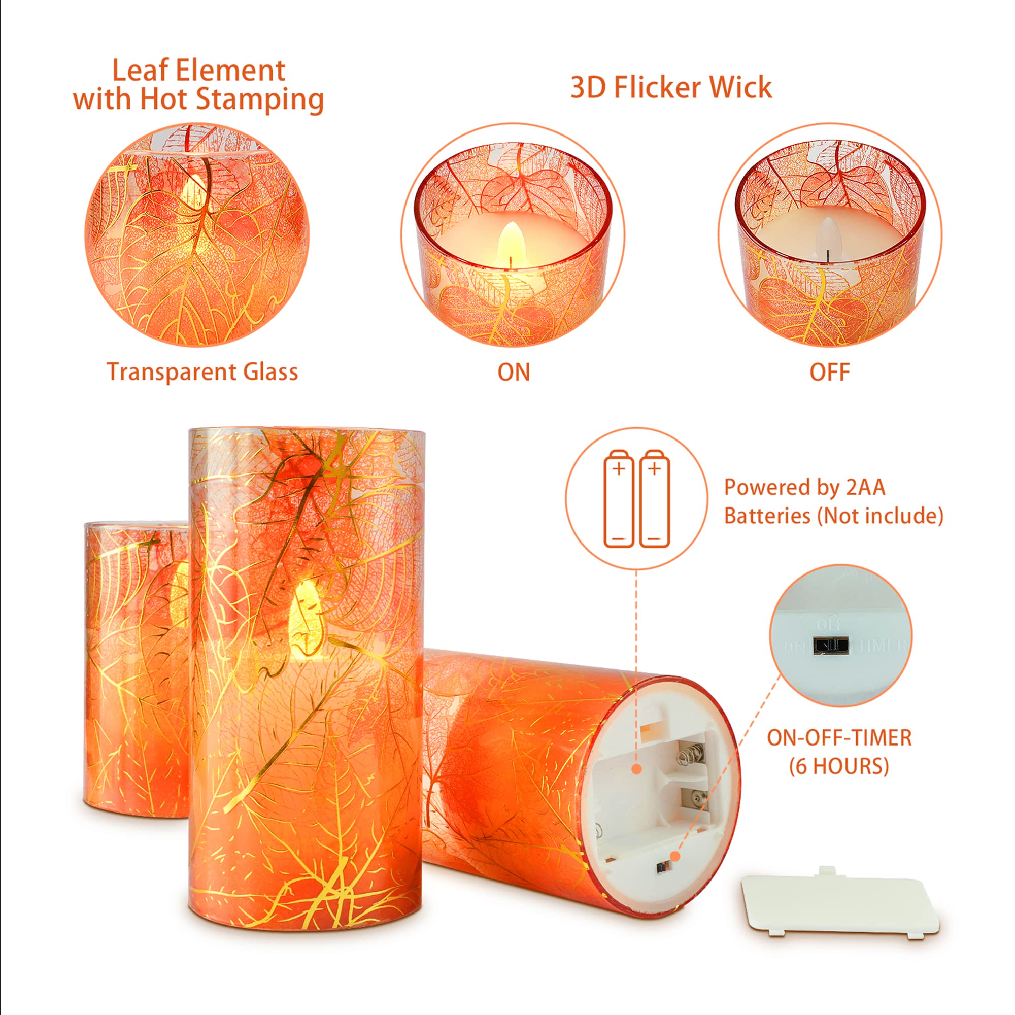 Candele senza fiamma con foglie tremolanti, a LED, a batteria, con telecomando, in vera cera, con timer, per decorazioni di odiday e stanze