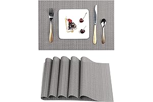 Myir JUN Dark Gray PVC Red Plaid Placemats (Set of 6)