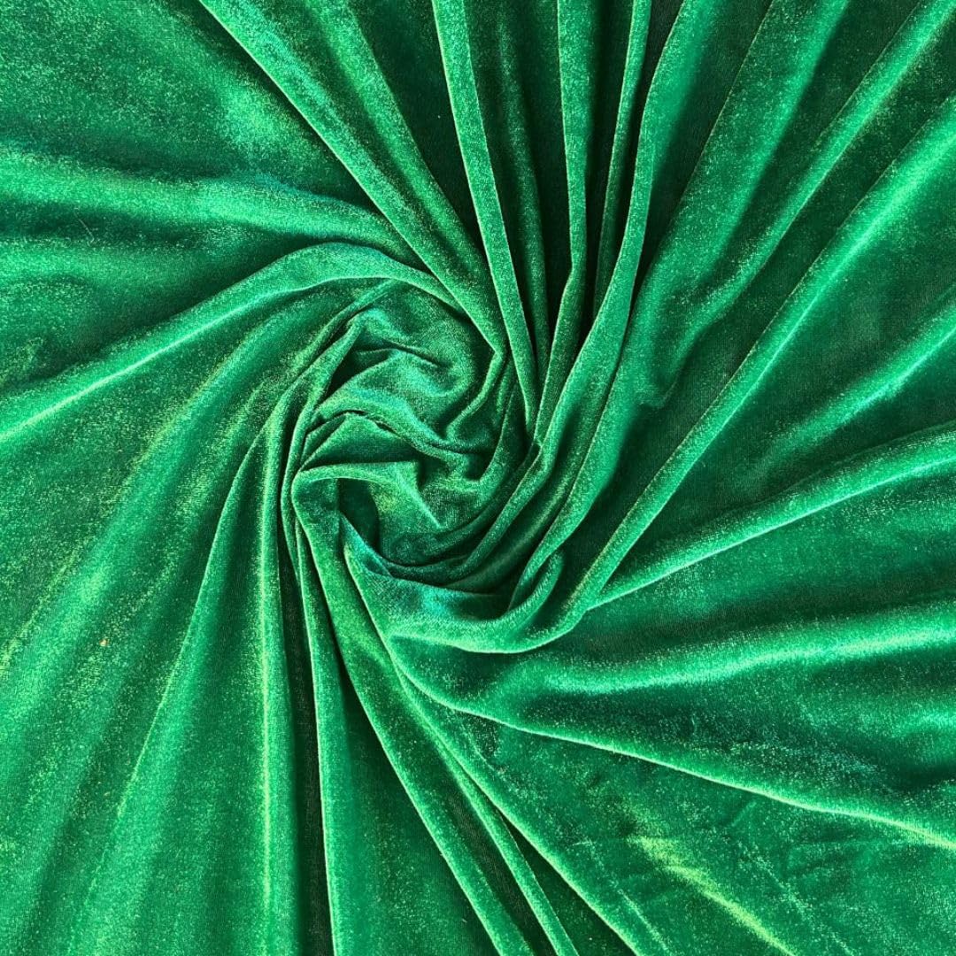 SATYAM KRAFT 1 Meter Green Velvet Fabric Cloth Soft Decorative Backdrop for Wedding Decoration Christmas Valentine's Day New Year Varmala Haldi Mehndi DIY Crafts Mandap Pooja Decor Party Event.