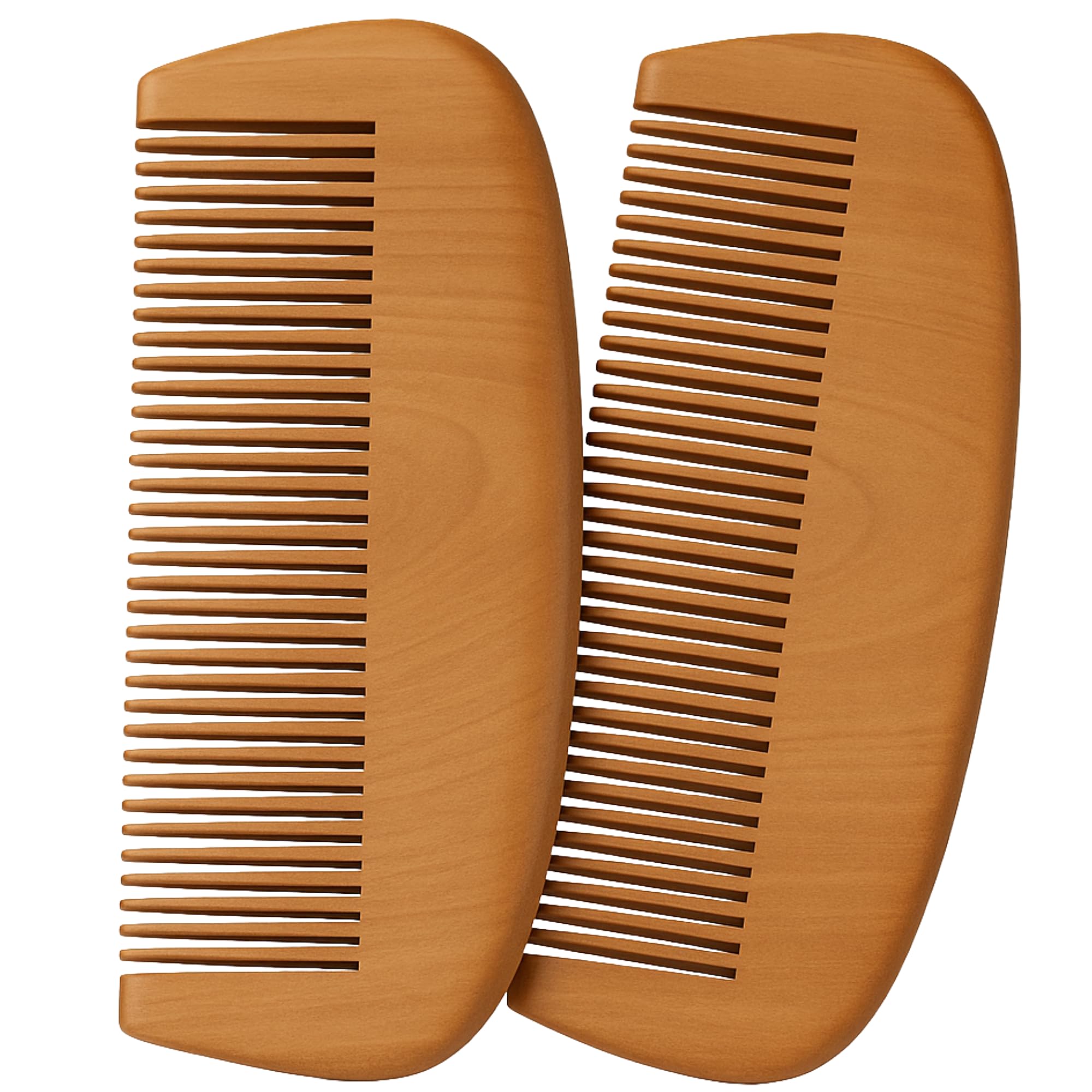 Beard Comb for Men - 2-pack - Natural Wood Wide Tooth Pocket Comb - Anti-Static, Durable & Portable Beard, Mustache & Hair Grooming Tool - Perfect for