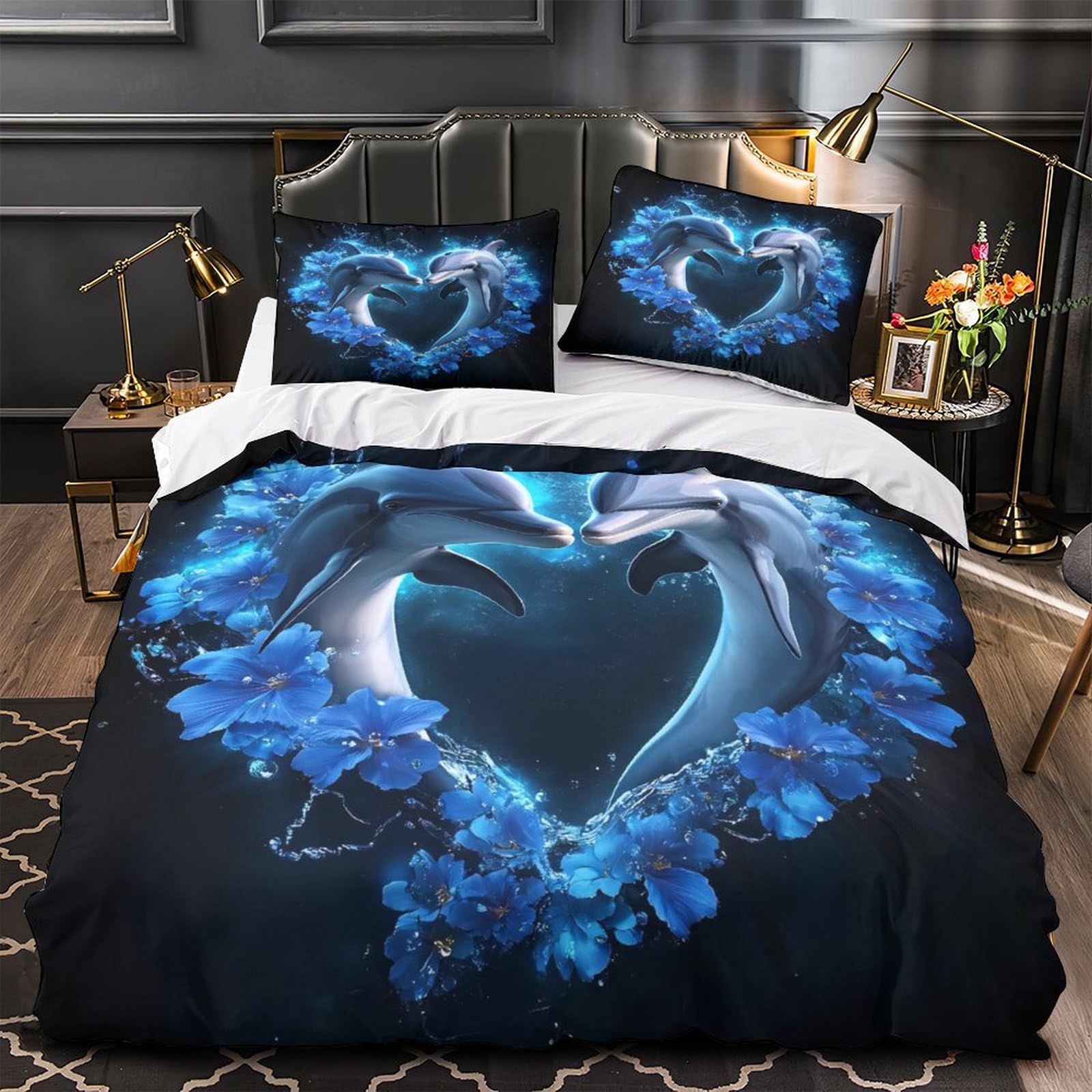 Parure de lit imprimé 3D cerf rose housse de couette microfibre