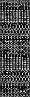 Vista 3 de nuLOOM 2x8 Alfombra de Área Blythe Marroquí, Negro y Blanco, Diseño Bohemio Desvanecido, Resistente a Manchas, Para Dormitorio, Comedor, Sala