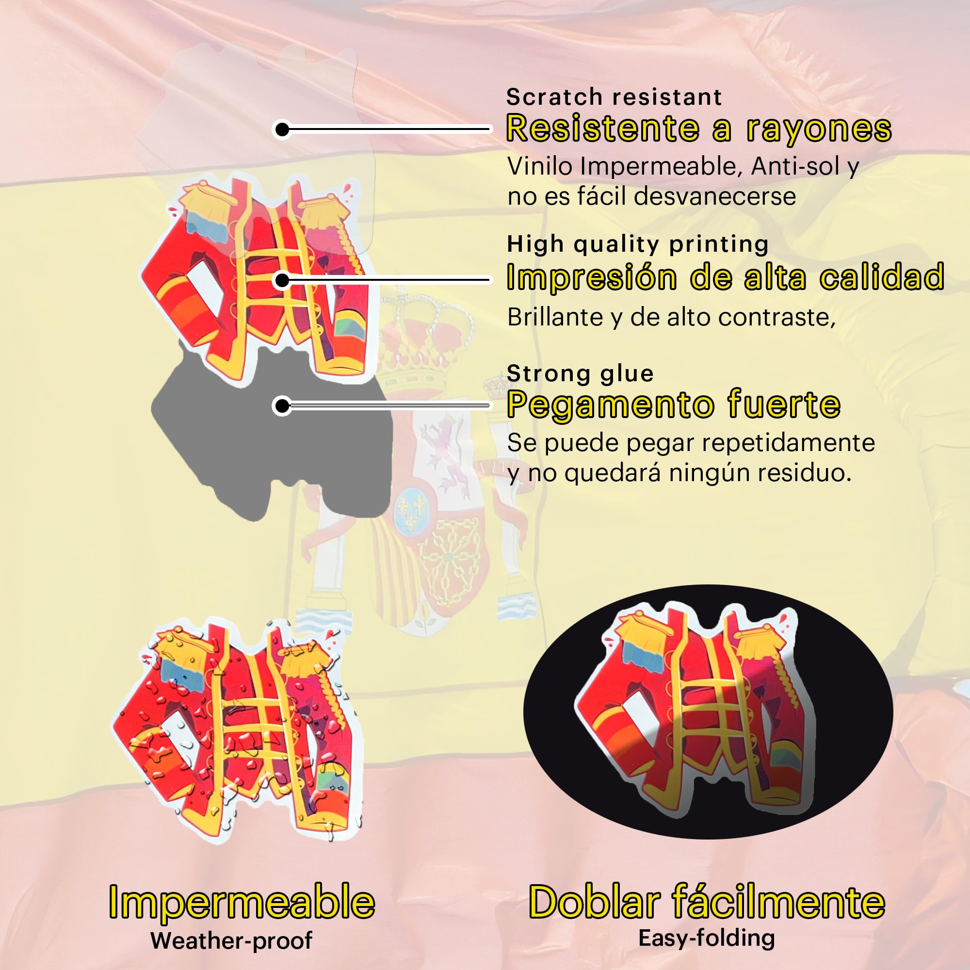 Flaggen Aufkleber 2 X 10 Cm Spanien Spanische Karte Reise Vinyl  Aufkleber-Aufkleber Länderflaggen Aufkleber, image size:2000x2000