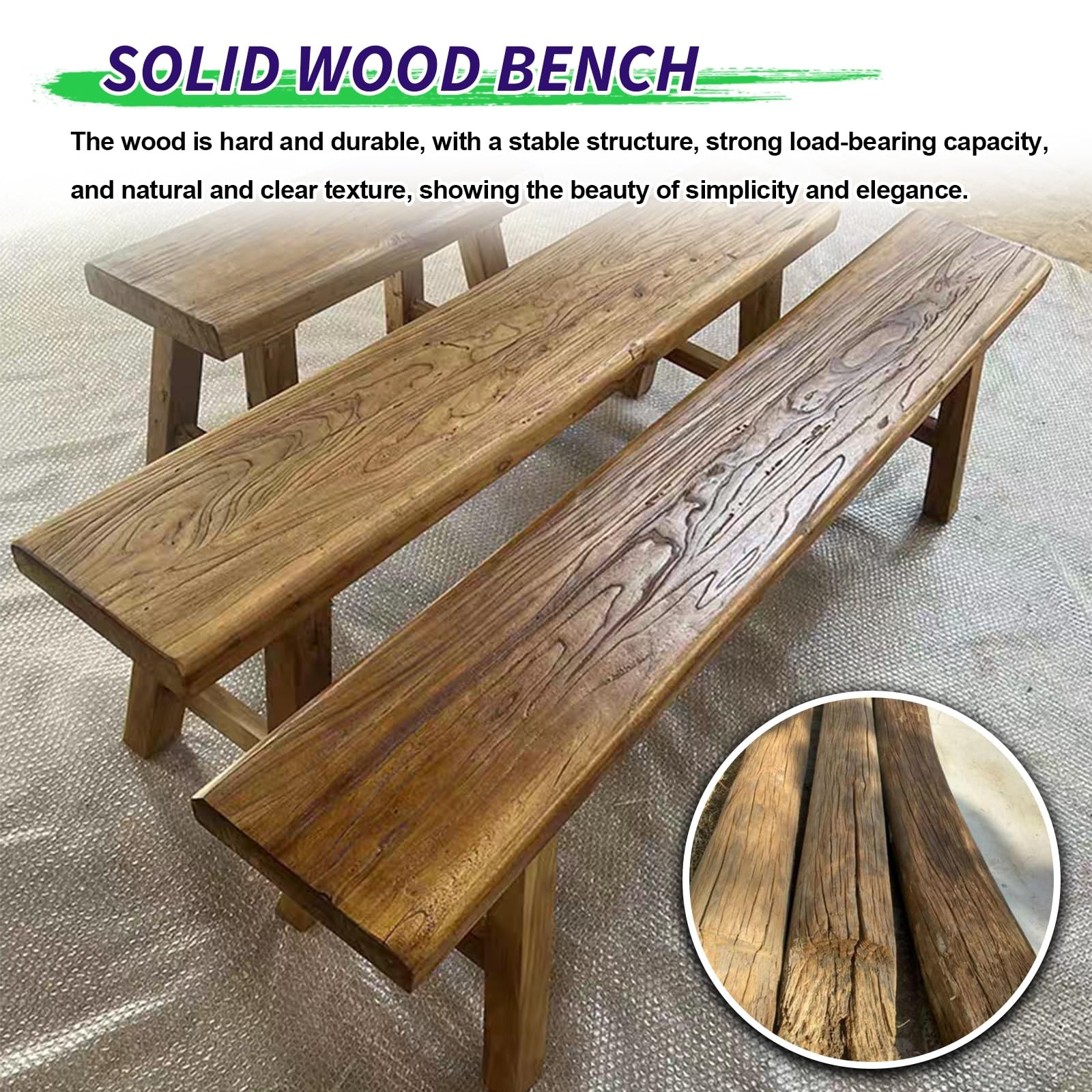 Banco Madera Taburete Woody Reposapies Salon Banqueta Dormitorio De Entrada Pie Cama Tocador Maquillaje Otomana Natural para Dormitorio, Entrada, Comedor