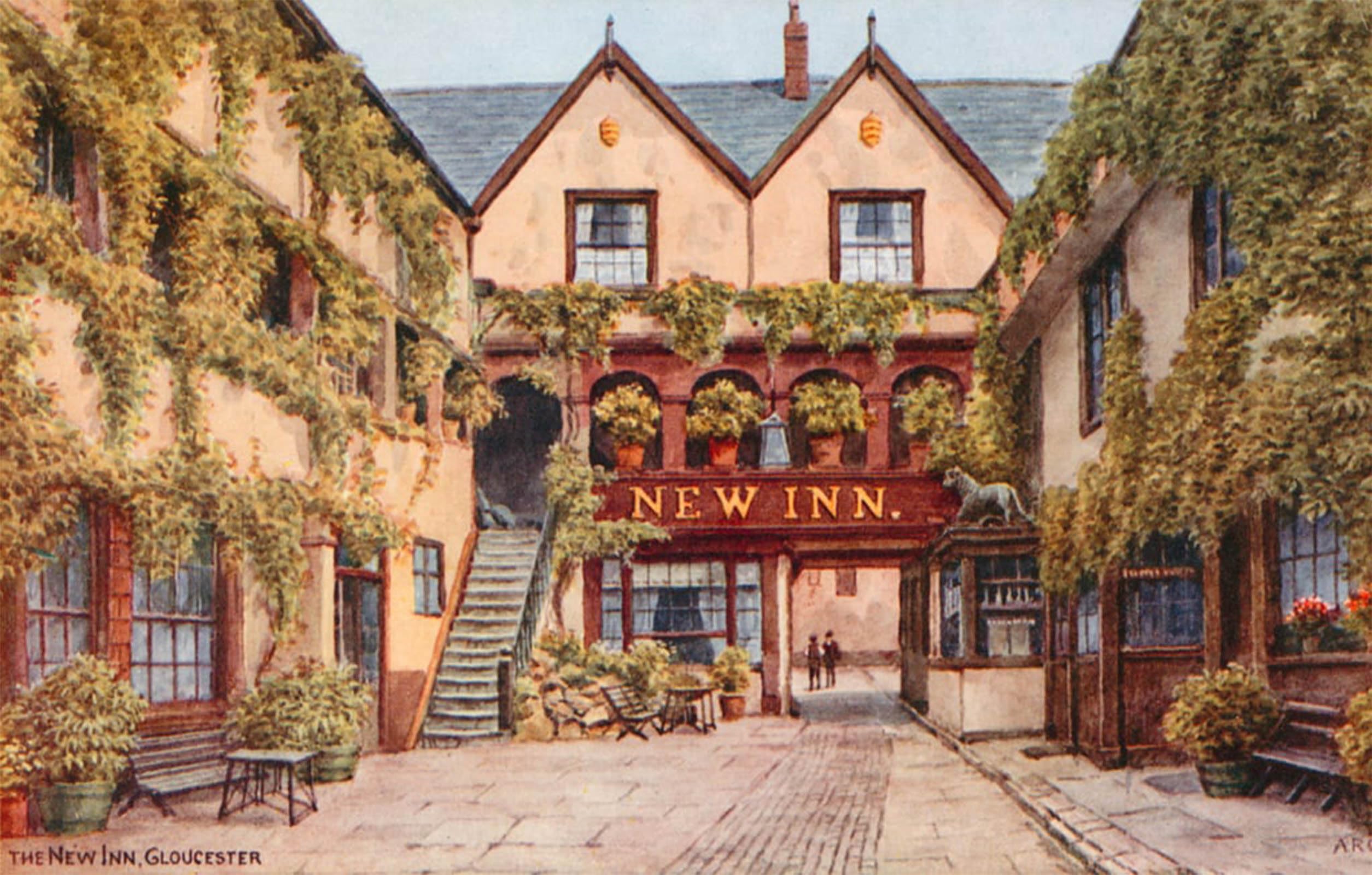 SERENDIPITP Aesthetic Poster Photo Wall Print Retro Picture the New Inn Gloucester by Alfred Robert Quinton Modern Wall Artwork for Home Decor 60x90cm