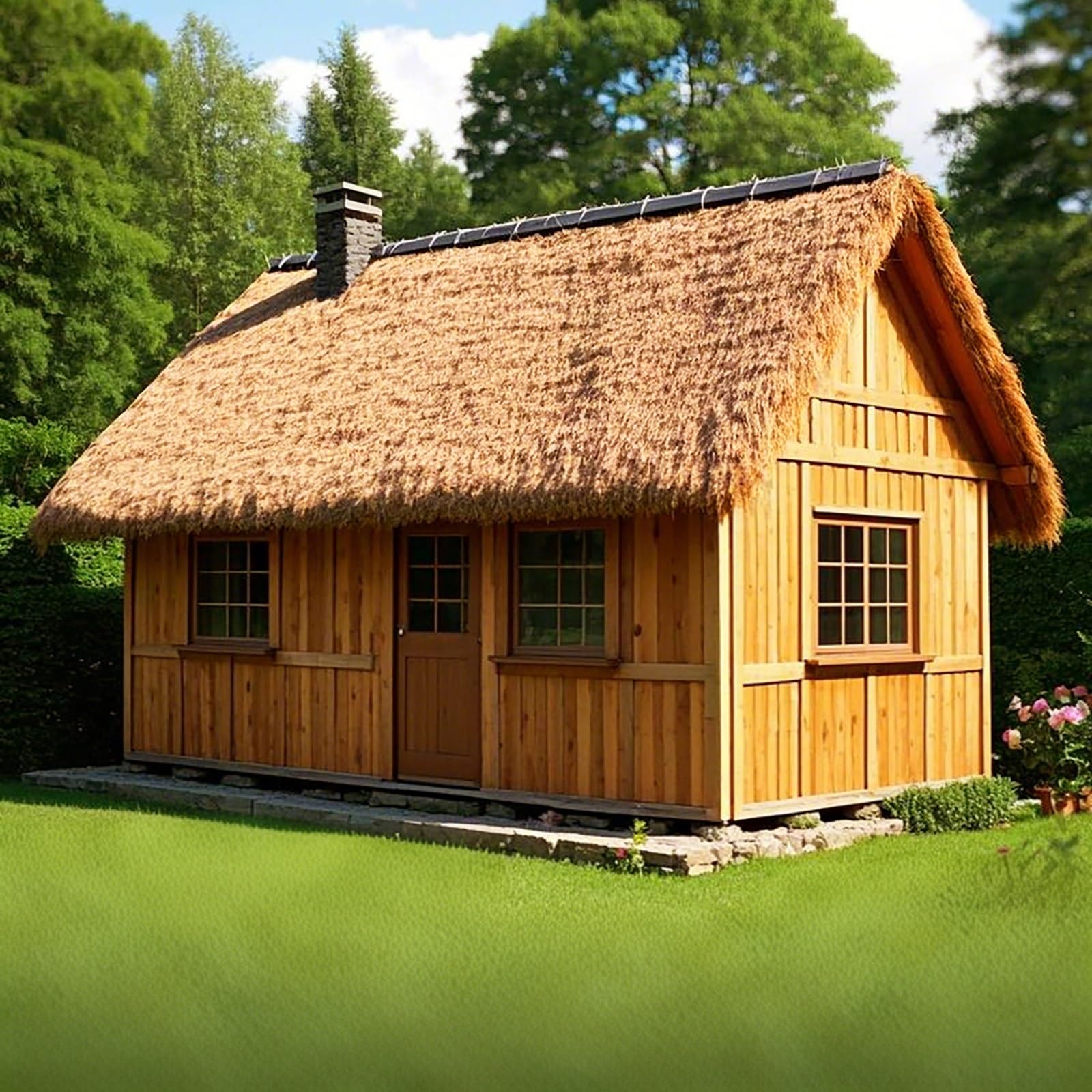 Generisch Synthetisches Strohdach, wasserdichte synthetische Strohdachrolle, gelbe mexikanische Palmgrasabdeckung für Hütte, Gartenparty, Zaundekoration (1x18m/39,4x708,7in)