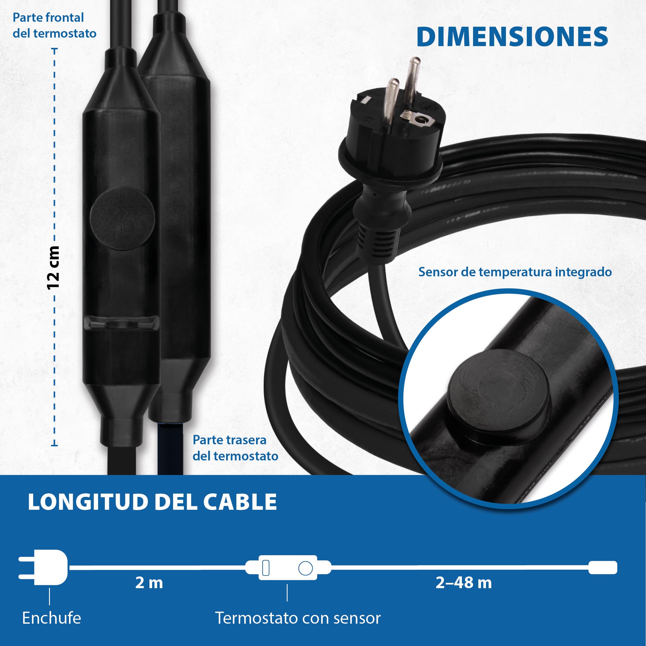 Cable de calefacción de protección contra heladas, autorregulación, variaciones