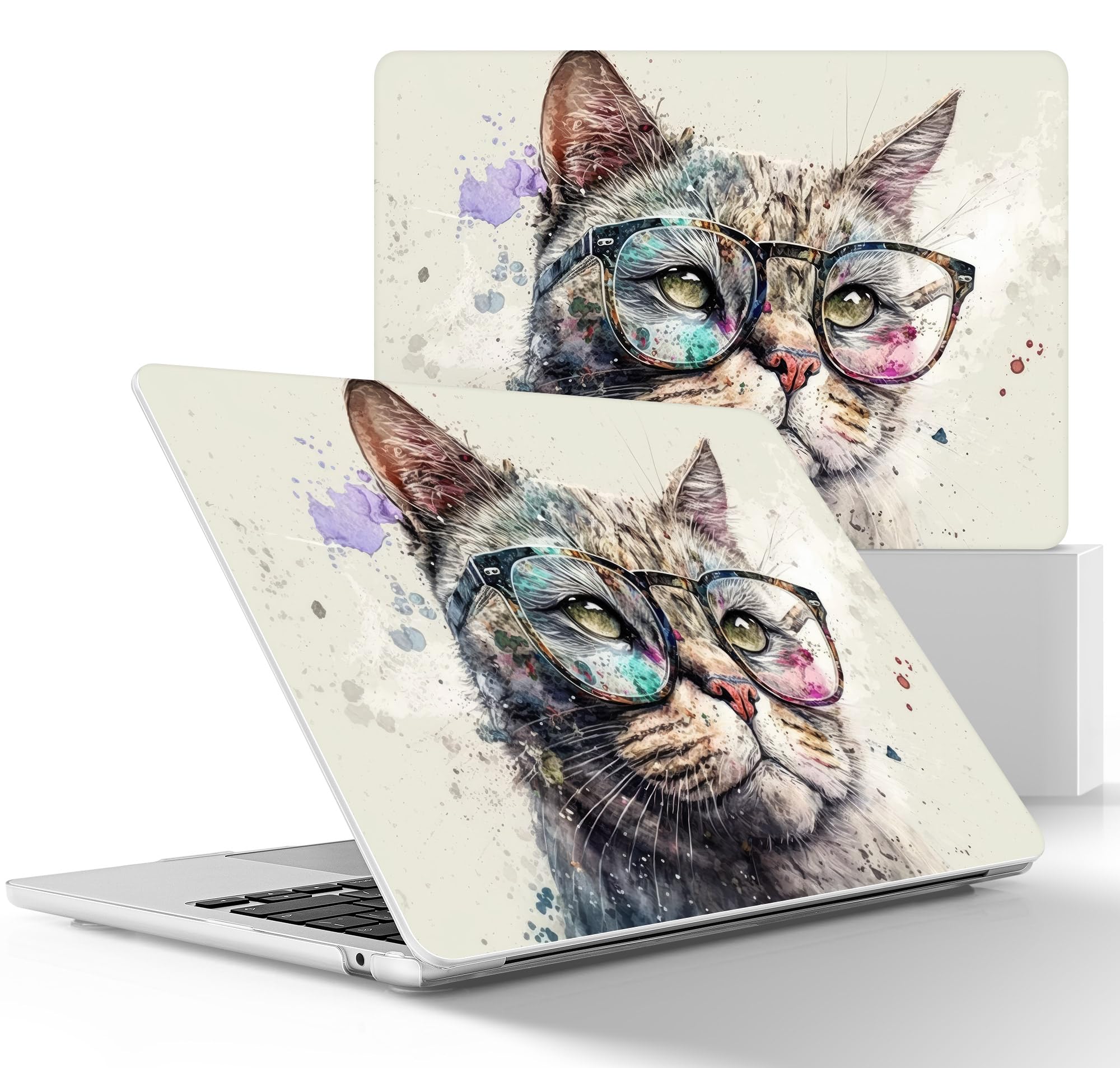 May Chen for MacBook Air M4 M3 M2 13.6 inch Case 2025 2024 2023 2022 Release, Models: A3240 A3113 A2681, Flexible Plastic Case for M4 13.6" Laptop, Hard Shell with Keyboard Cover, Cute Cat