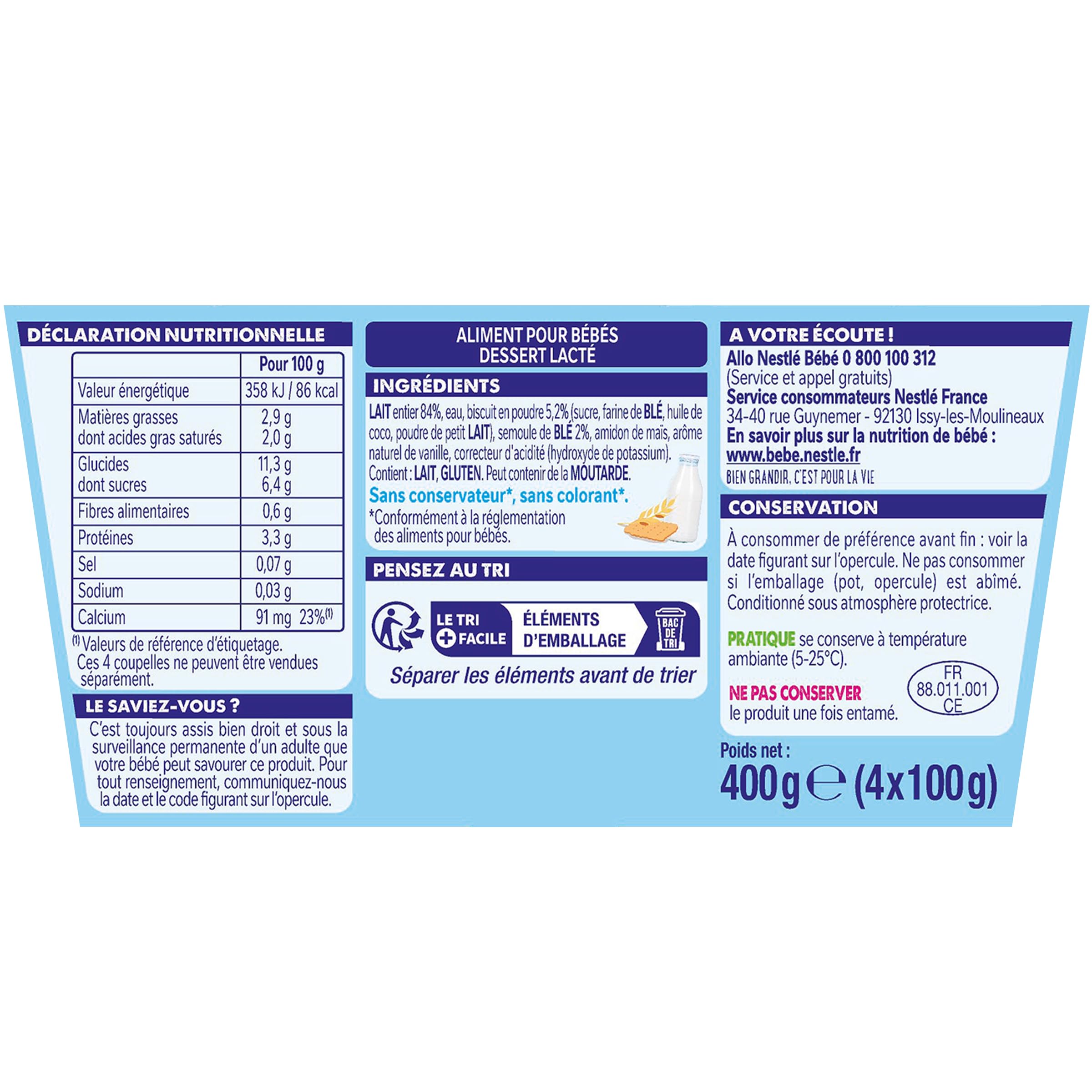 NaturNes - P’tit Gourmand Semoule au Lait Biscuité 6 Mois Coupelle 4 x 100g | NaturNes - P’tit Gourmand Semoule au Lait Biscuité 6 Mois Coupelle 4 x 100g