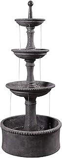 Kenroy Home 51039ZC Palace Outdoor Floor Fountain with Gray Finish, Traditional Style, 70" Height, 30" Width, 30" Depth