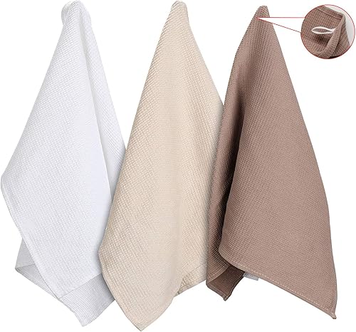 Miniatura 3 de Jennice House Juego de trapos de cocina, toallas de cocina de algodón con tejido de gofre, toallas de mano ultra suaves y absorbentes en tamaño