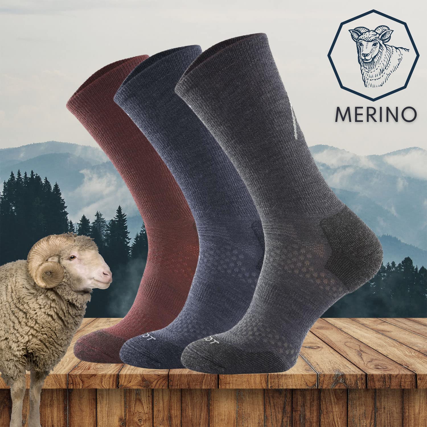Skarpety trekkingowe TODO z wełną MERINO termoaktywne, oddychające, odprowadzające wilgoć