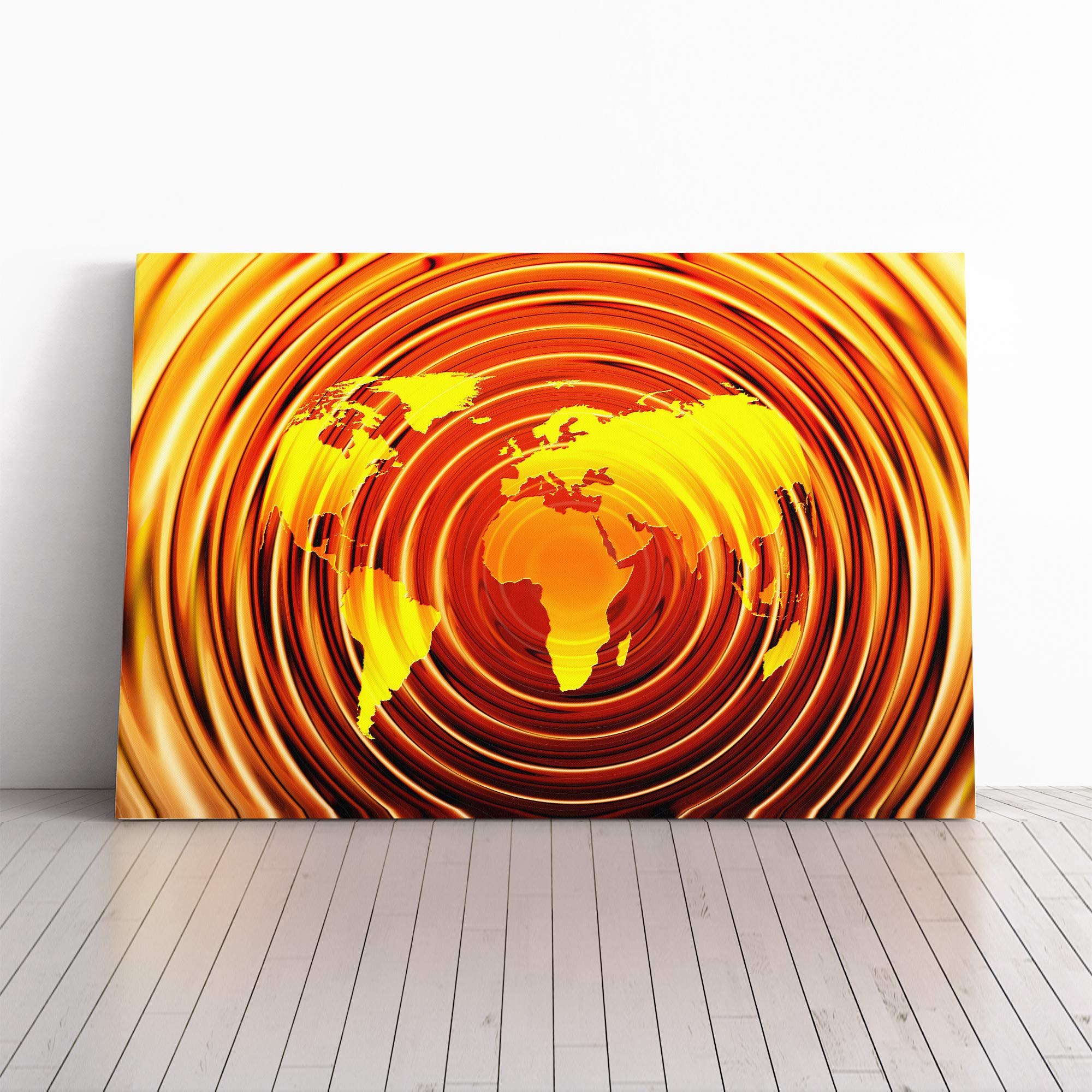 World Map (5) Canvas Print | Gallery Wrapped 30mm Frame Wall Art | 24x16 inches | Ready to Hang | Modern Maps Picture | Living Room Bedroom Lounge Office