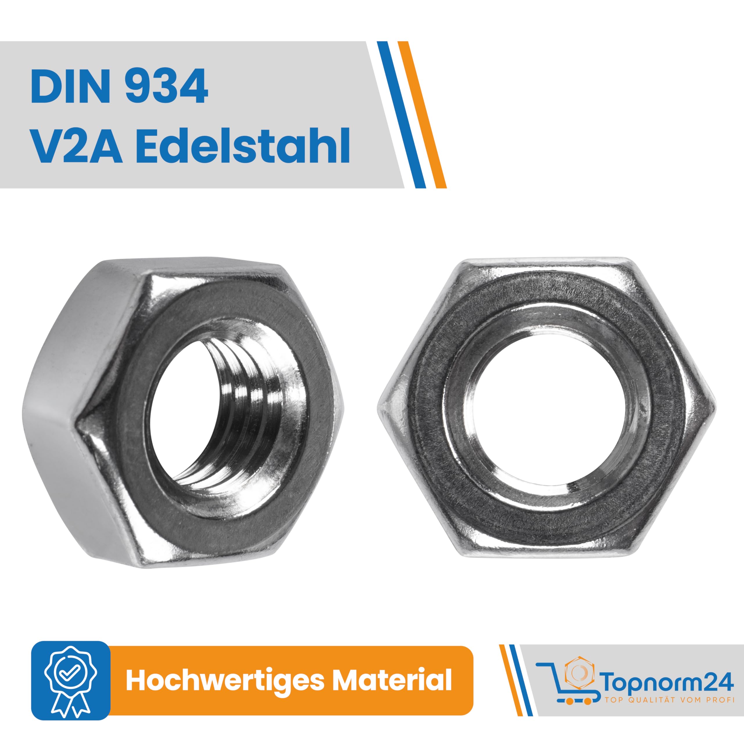 Dadi esagonali in acciaio inox M3 M4 M5 M6 M8 M10 M12 V2A DIN 934, dadi inossidabili per viti e rondelle e barre filettate
