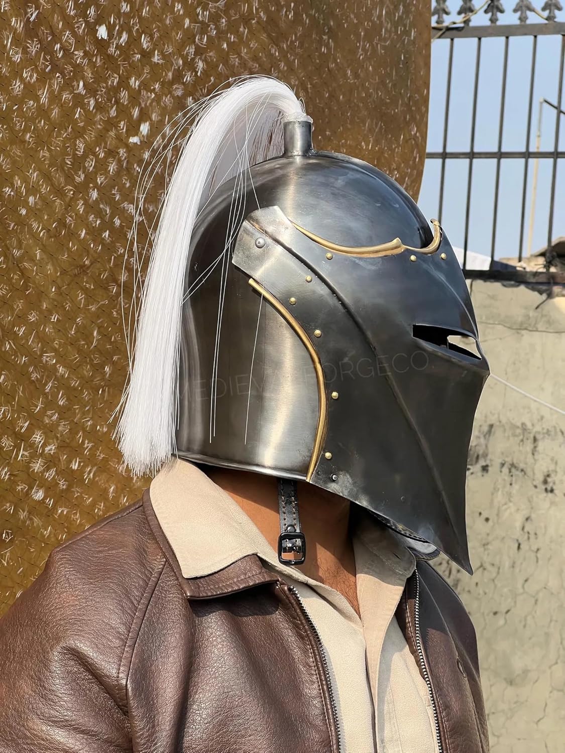Gothic Sallet Helmet Medieval Knight Steel Armor Helmet with Plume Adult Size 24 to 25 Inches Circumference Wearable Handmade Larp Cosplay Collectible
