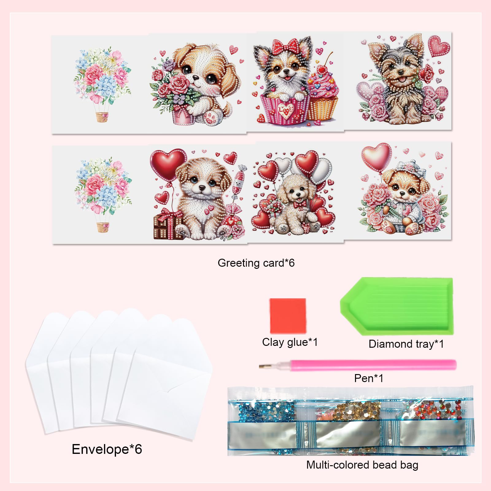 SHEGZHUC Lot De 6 Cartes De Vœux Diamond Painting - Motif Soleil Et Lune - Carte D'anniversaire