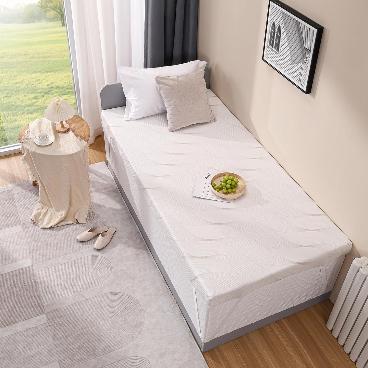 2" Twin Soft Mattress Topper - Removable Fitted Cover, Lavender Infusion Memory Foam Soft Mattress Topper, Ventilation Design, CertiPur Certified Twin 2 Inch