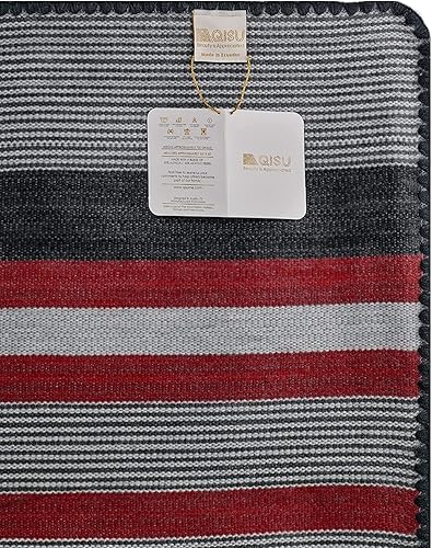 Miniatura 3 de Qisu - Manta de lana de alpaca, tamaño queen, hermosa, cálida, a rayas, 85 x 65 pulgadas, ultrasuave, hipoalergénica y transpirable, tela que no