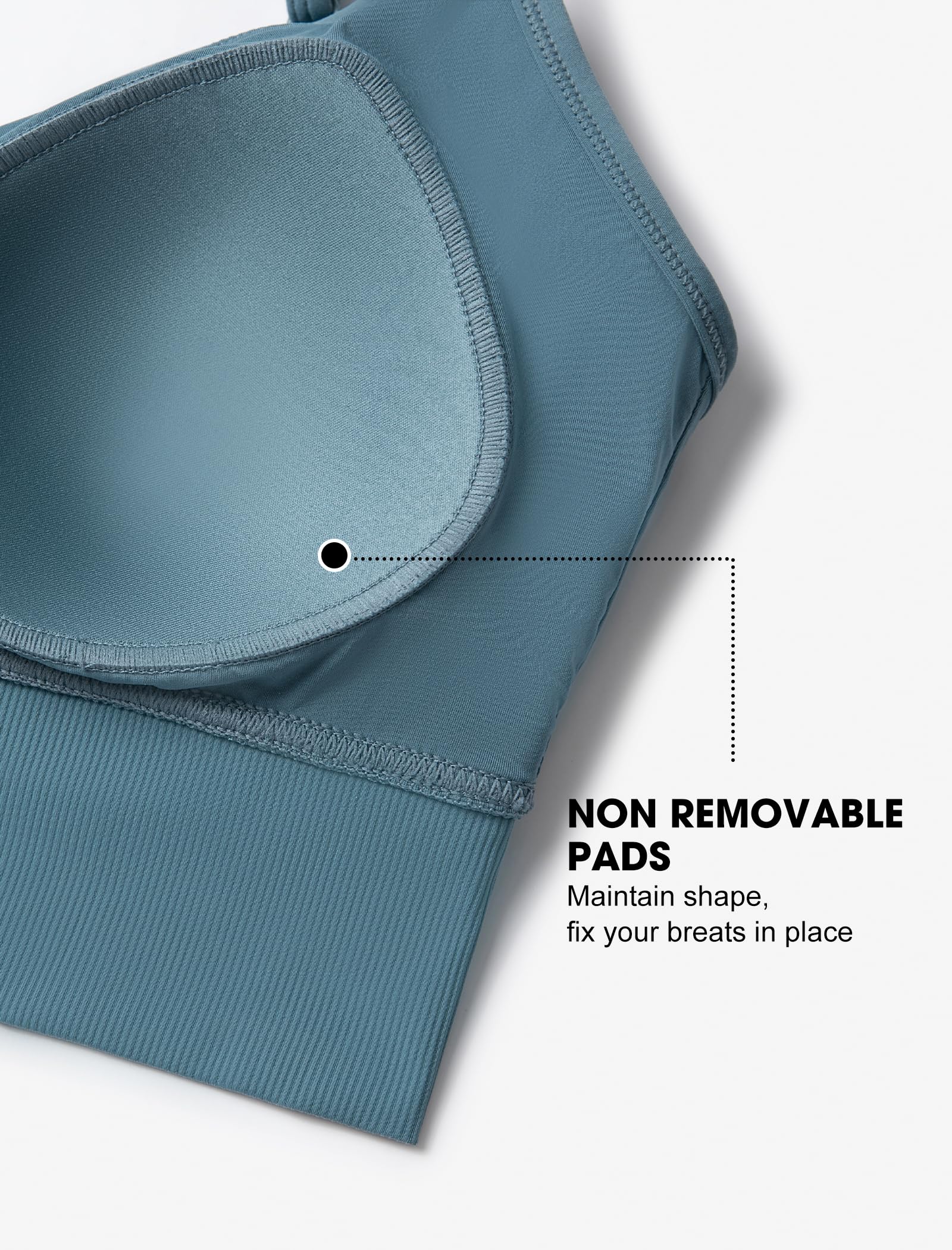 Yvette Reggiseni sportivi regolabili con spalline sottili con retro a V per le donne Reggiseno da yoga imbottito senza fili con supporto leggero Canotta corta