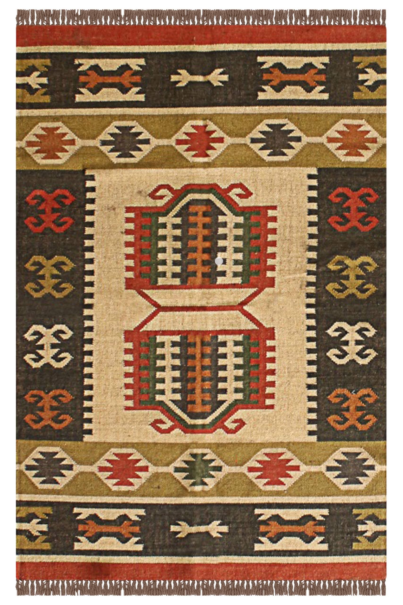 CASAVANI Wool Jute Kilim Square Rugs 3 Wool Jute Carpet Green Beige Flatweave Kilim Rug Hand Braided Jute Southwestern Rug Hand Woven Rug Indoor Area Kitchen Doorway Use Outdoor Area Garden Yoga Mat